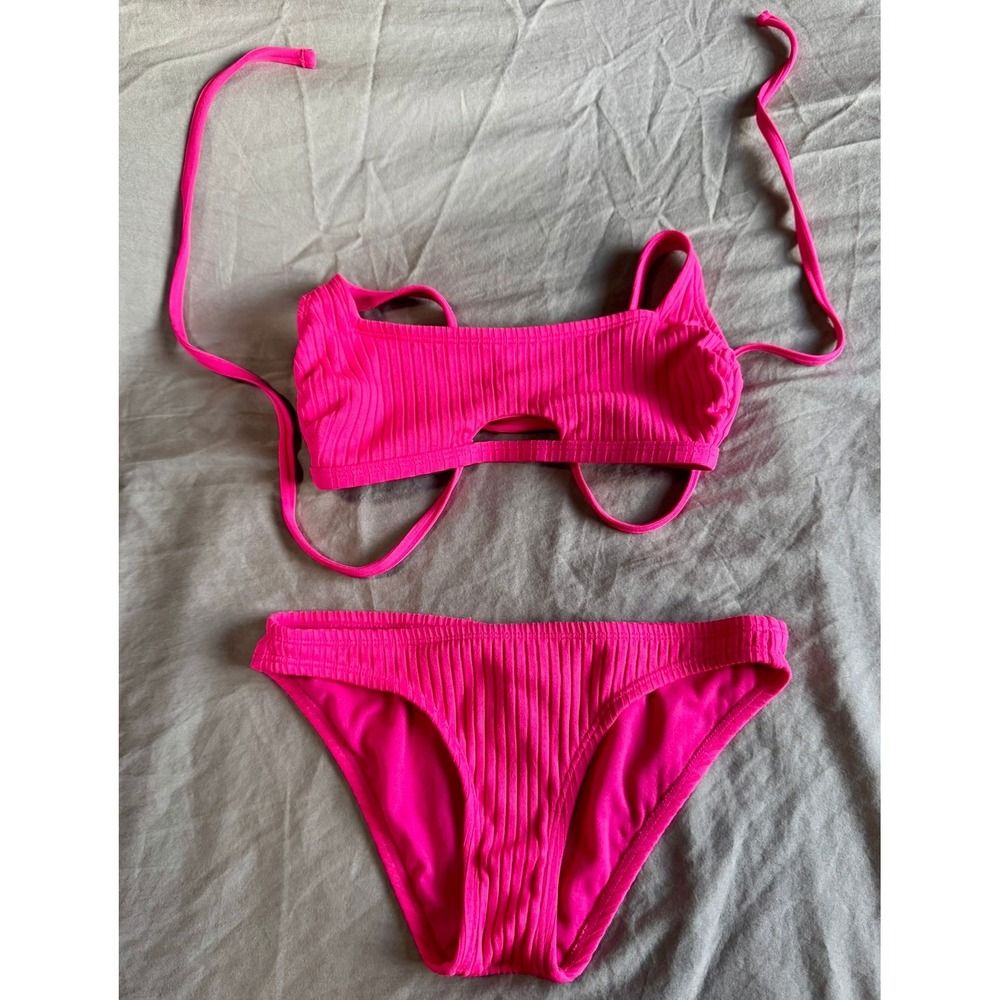 Xhilaration Kids Ribbed Pink Cutout Tankini Swimsuit Set Size XS